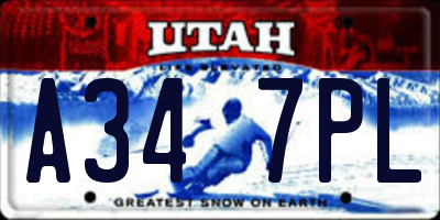 UT license plate A347PL