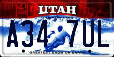 UT license plate A347UL