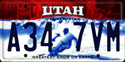UT license plate A347VM
