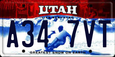 UT license plate A347VT