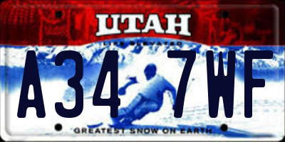 UT license plate A347WF
