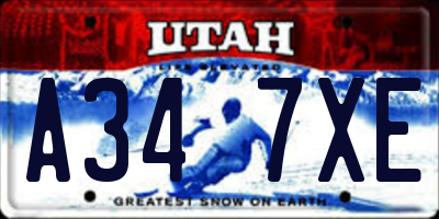 UT license plate A347XE