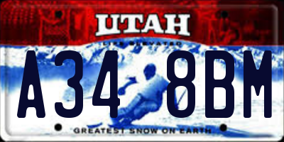UT license plate A348BM
