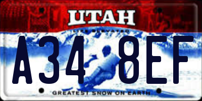 UT license plate A348EF