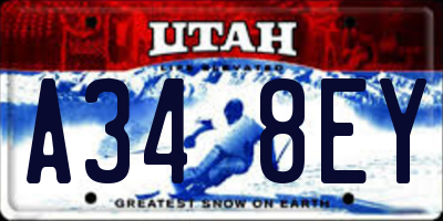 UT license plate A348EY