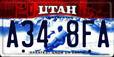 UT license plate A348FA