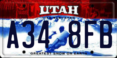 UT license plate A348FB