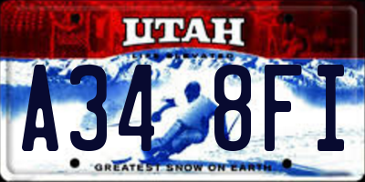 UT license plate A348FI