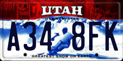 UT license plate A348FK