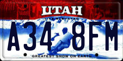 UT license plate A348FM