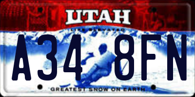 UT license plate A348FN