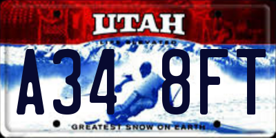 UT license plate A348FT