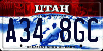 UT license plate A348GC