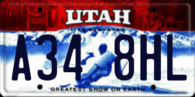 UT license plate A348HL