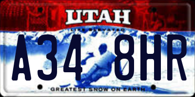 UT license plate A348HR