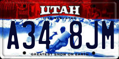 UT license plate A348JM