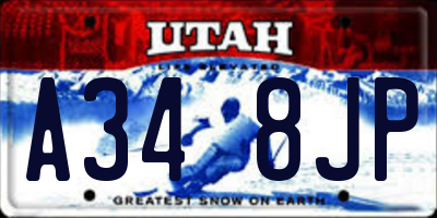 UT license plate A348JP