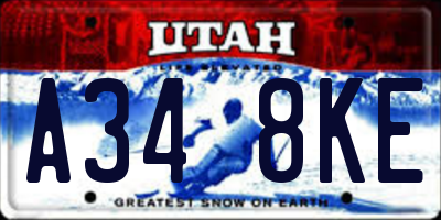UT license plate A348KE