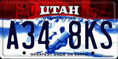UT license plate A348KS