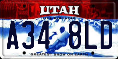 UT license plate A348LD