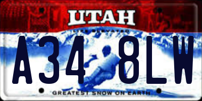 UT license plate A348LW
