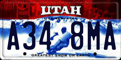 UT license plate A348MA