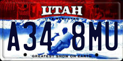 UT license plate A348MU