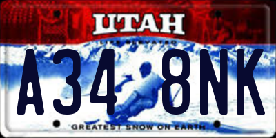 UT license plate A348NK