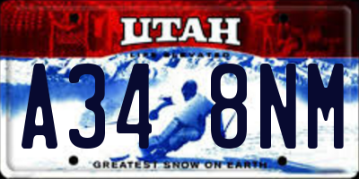 UT license plate A348NM