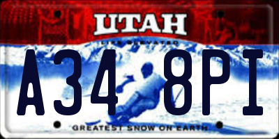 UT license plate A348PI