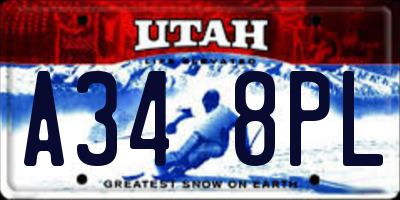 UT license plate A348PL