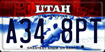 UT license plate A348PT