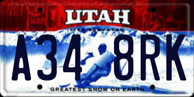 UT license plate A348RK