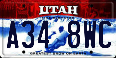 UT license plate A348WC