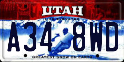 UT license plate A348WD