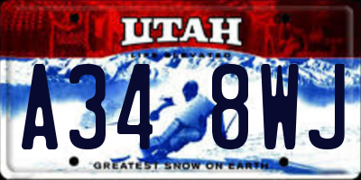 UT license plate A348WJ