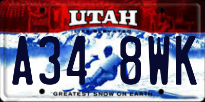 UT license plate A348WK