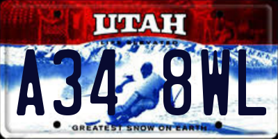 UT license plate A348WL