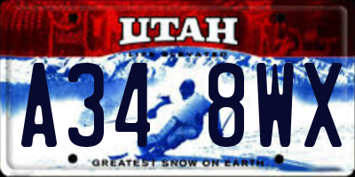UT license plate A348WX