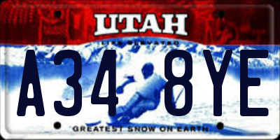 UT license plate A348YE