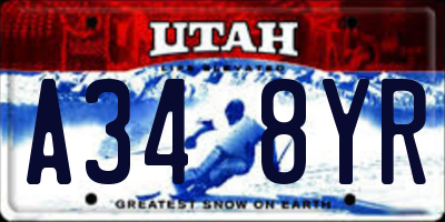 UT license plate A348YR