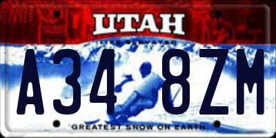 UT license plate A348ZM