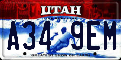 UT license plate A349EM