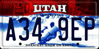 UT license plate A349EP