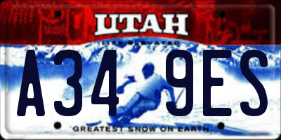 UT license plate A349ES