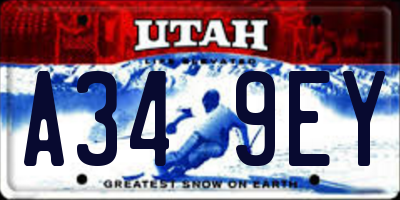 UT license plate A349EY