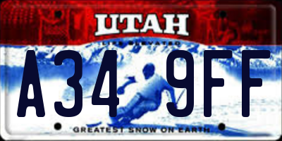 UT license plate A349FF