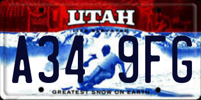 UT license plate A349FG