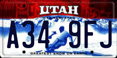 UT license plate A349FJ
