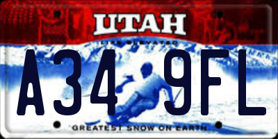 UT license plate A349FL